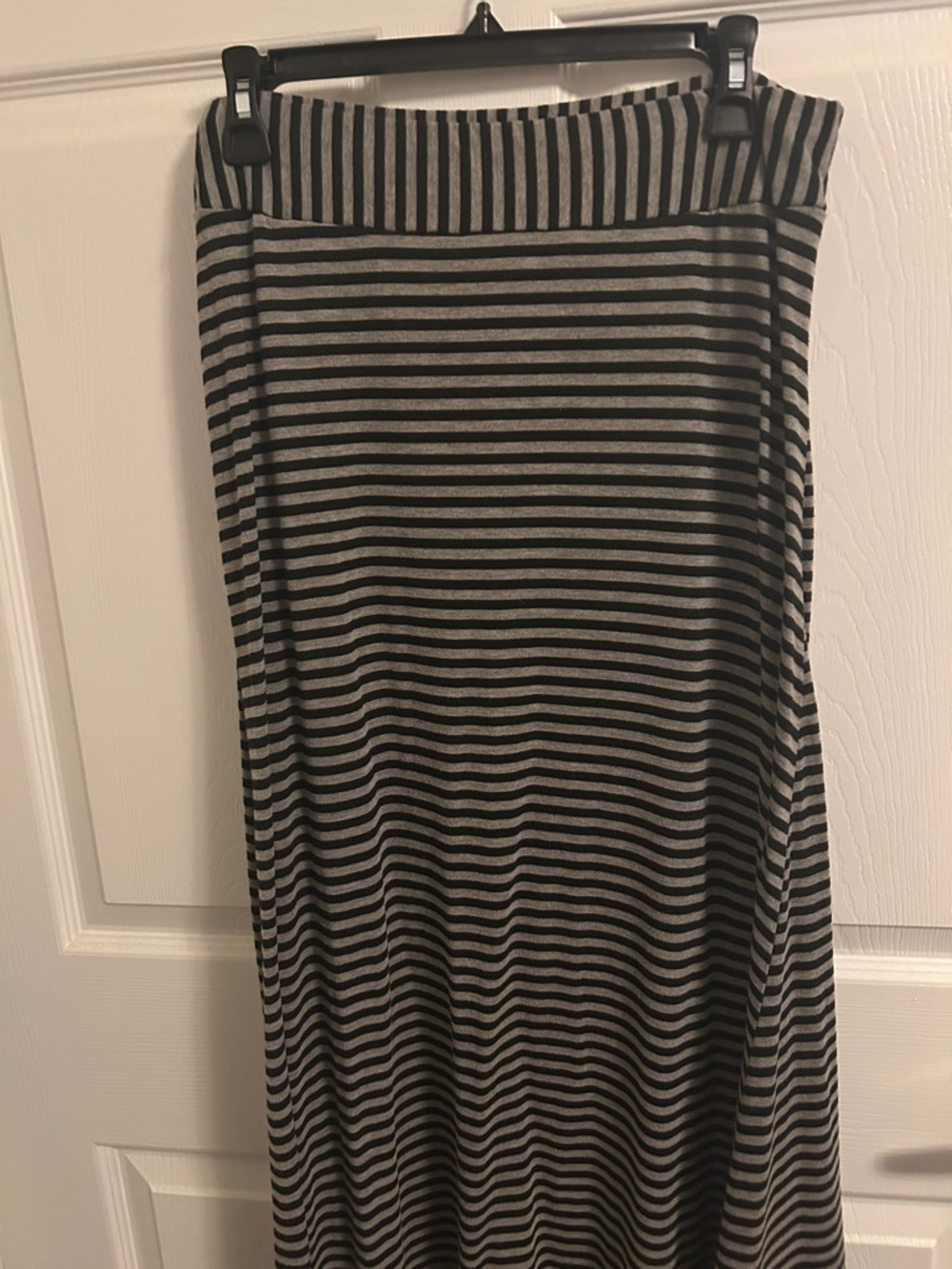 Dress Barn Black and Gray Striped Maxi Skirt